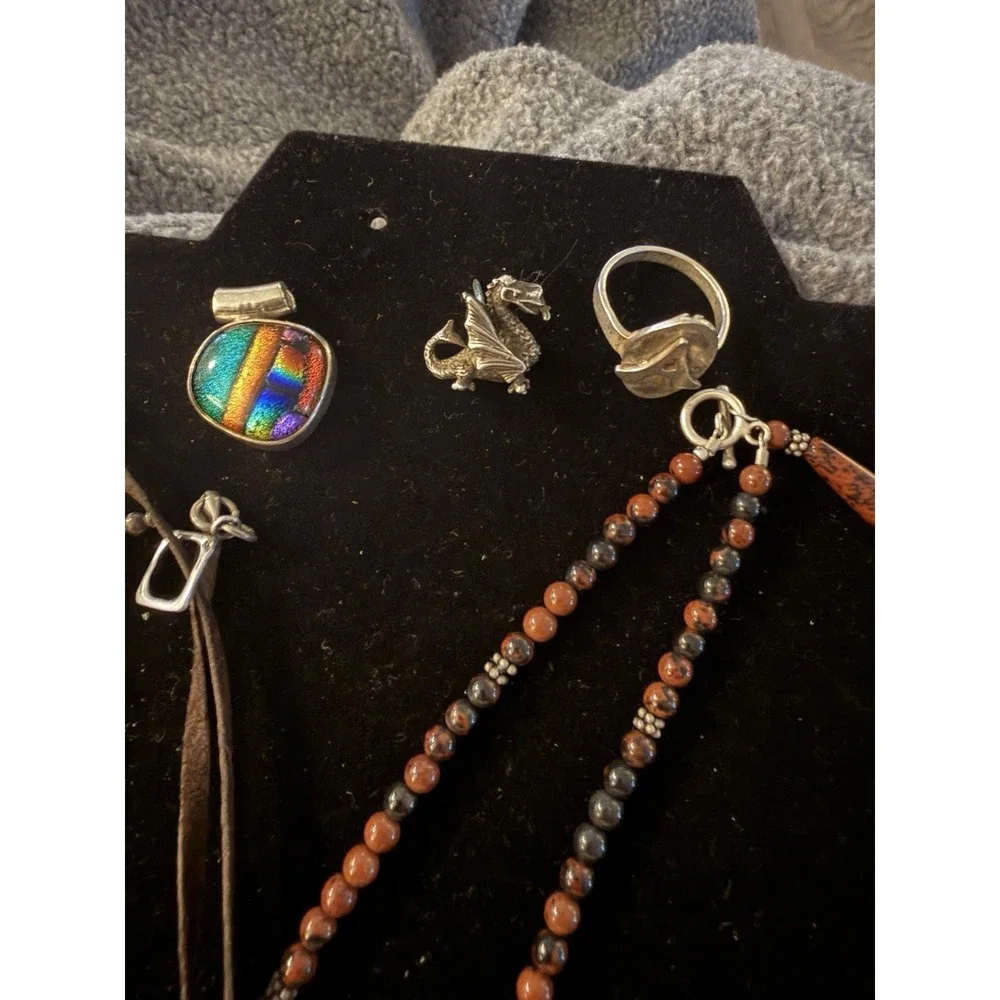 Sterling Silver Jewelry Lot 925 Not Scrap Necklaces Pin Ring Pendant 93 Grams - Picture 2 of 9